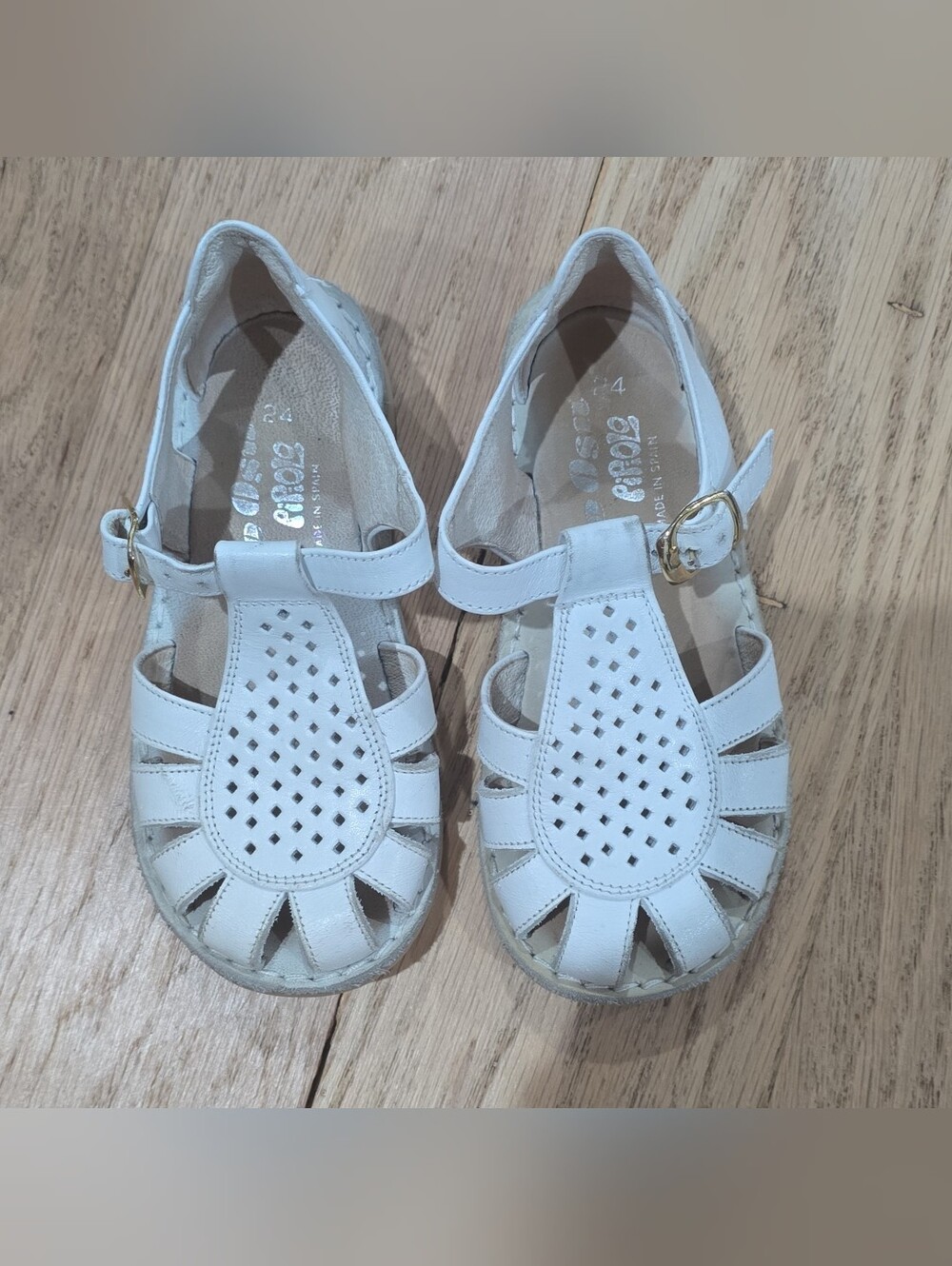 Kids Girls' White Fisherman Sandals Made In Spain US 7 De Osu By Pipiolo